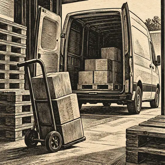 Illustration of logistics businesses equipment and workspace